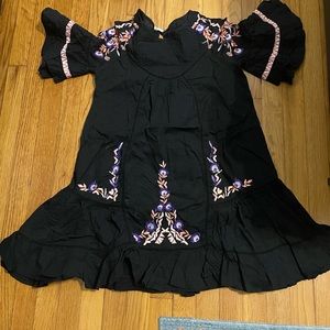 Free People embroidered short ruffle dress
